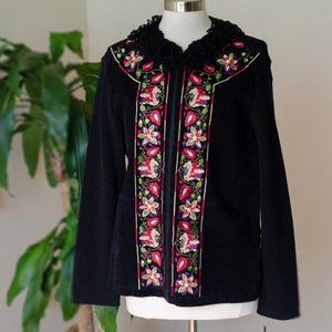 Vintage Y2K Maurice Sasson Leather Embroidered Jacket NWT